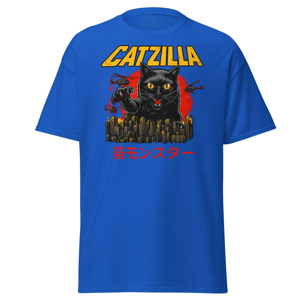 Catzilla T Shirt Funny Cat Vs City Monster Tee